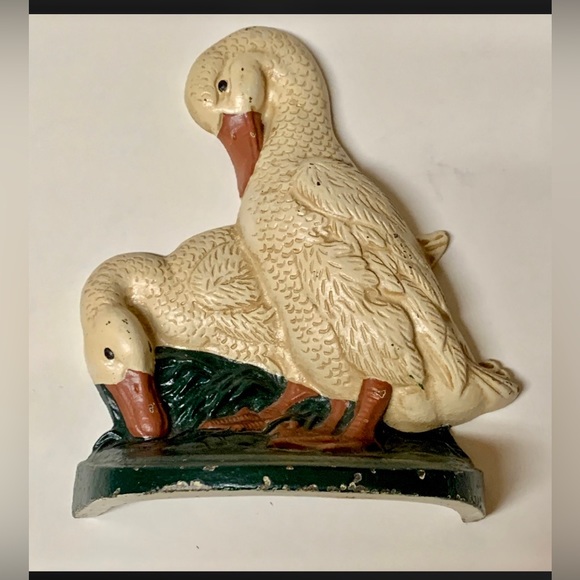 Vintage Early Mid 20th Century Cast Iron Goose Geese Doorstop Bookend - Picture 4 of 10